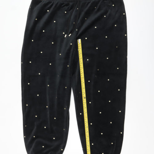 Marks and Spencer Women’s Black Studded Velvet Jogger Trousers L