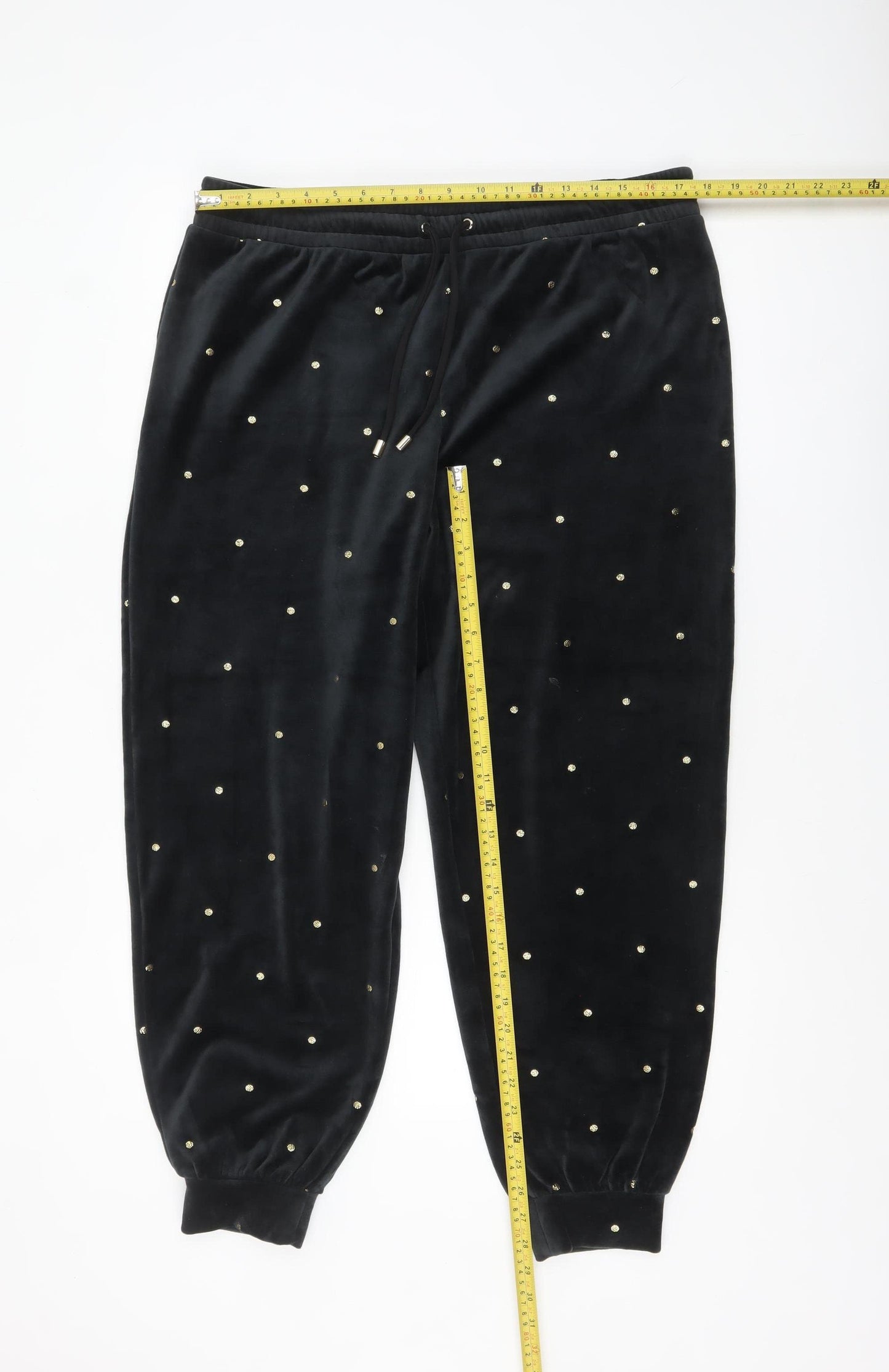 Marks and Spencer Women’s Black Studded Velvet Jogger Trousers L