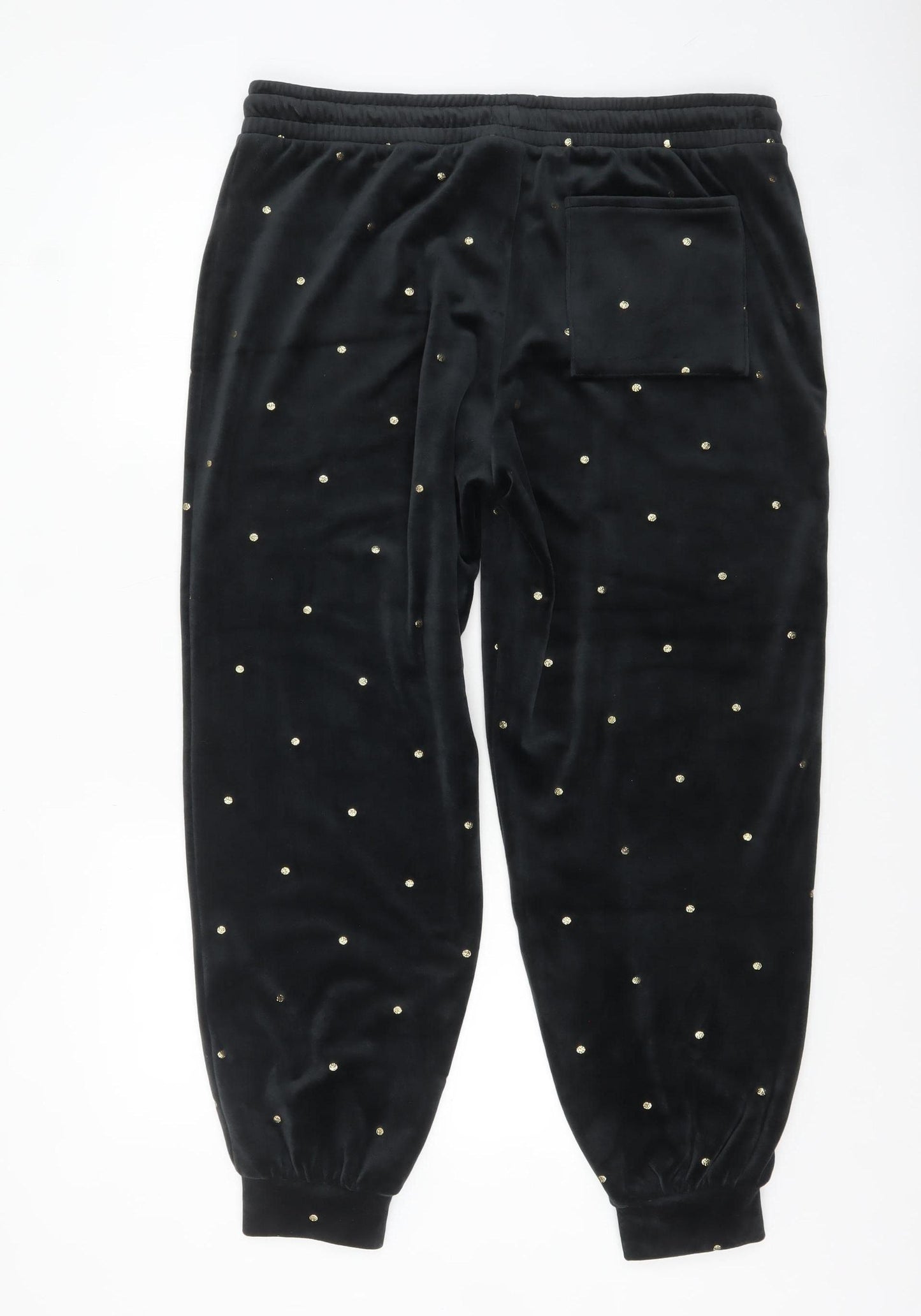 Marks and Spencer Women’s Black Studded Velvet Jogger Trousers L