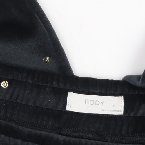 Marks and Spencer Women’s Black Studded Velvet Jogger Trousers L