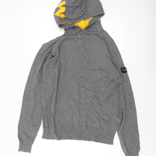 Bench Men’s Grey Hooded Pullover Jumper Size M Cotton Blend