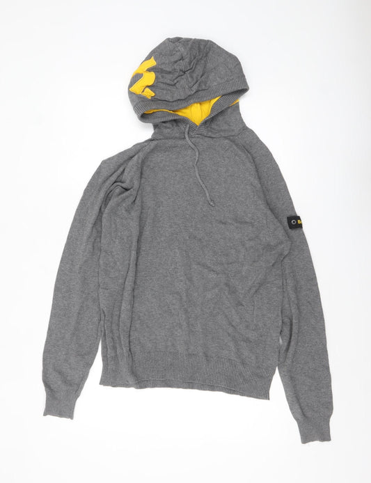Bench Men’s Grey Hooded Pullover Jumper Size M Cotton Blend