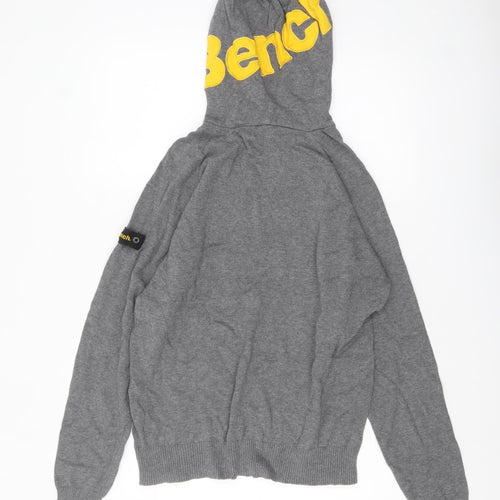 Bench Men’s Grey Hooded Pullover Jumper Size M Cotton Blend