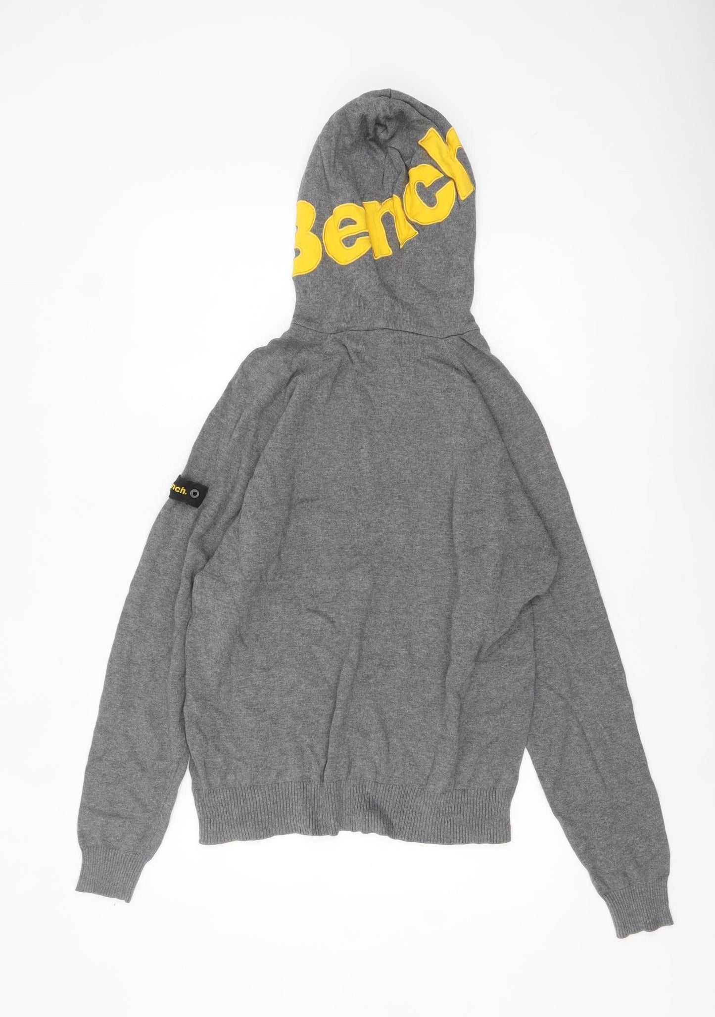 Bench Men’s Grey Hooded Pullover Jumper Size M Cotton Blend