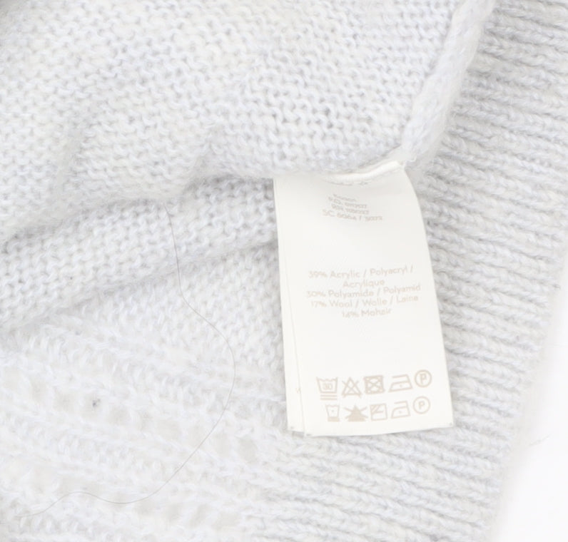 Boden Women Grey Cable-Knit Cardigan Size S V-Neck Wool Blend