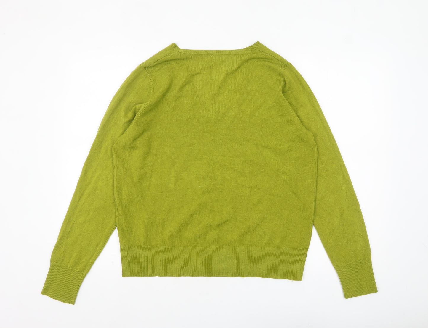 Next Women’s Green V-Neck Acrylic Pullover Jumper Size 18