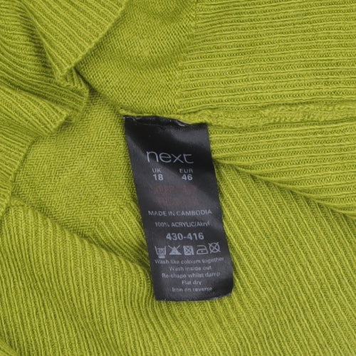 Next Women’s Green V-Neck Acrylic Pullover Jumper Size 18