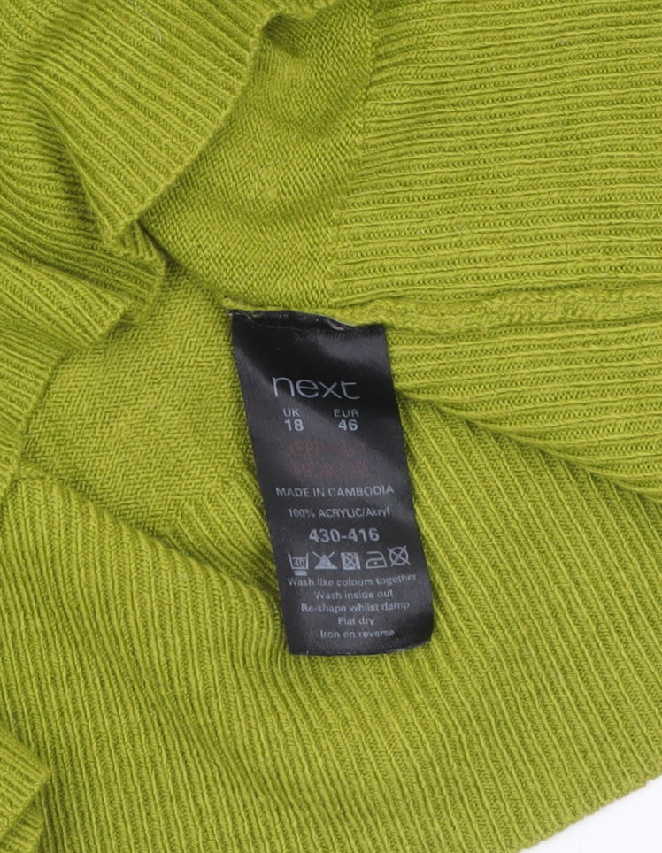 Next Women’s Green V-Neck Acrylic Pullover Jumper Size 18