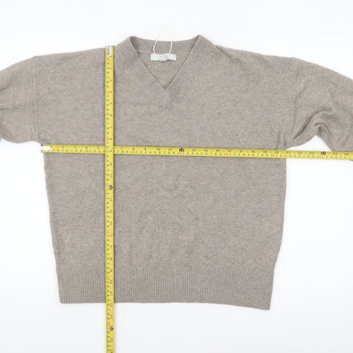 Marks and Spencer Womens Beige V-Neck Wool Blend Jumper M
