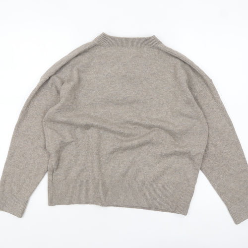 Marks and Spencer Womens Beige V-Neck Wool Blend Jumper M