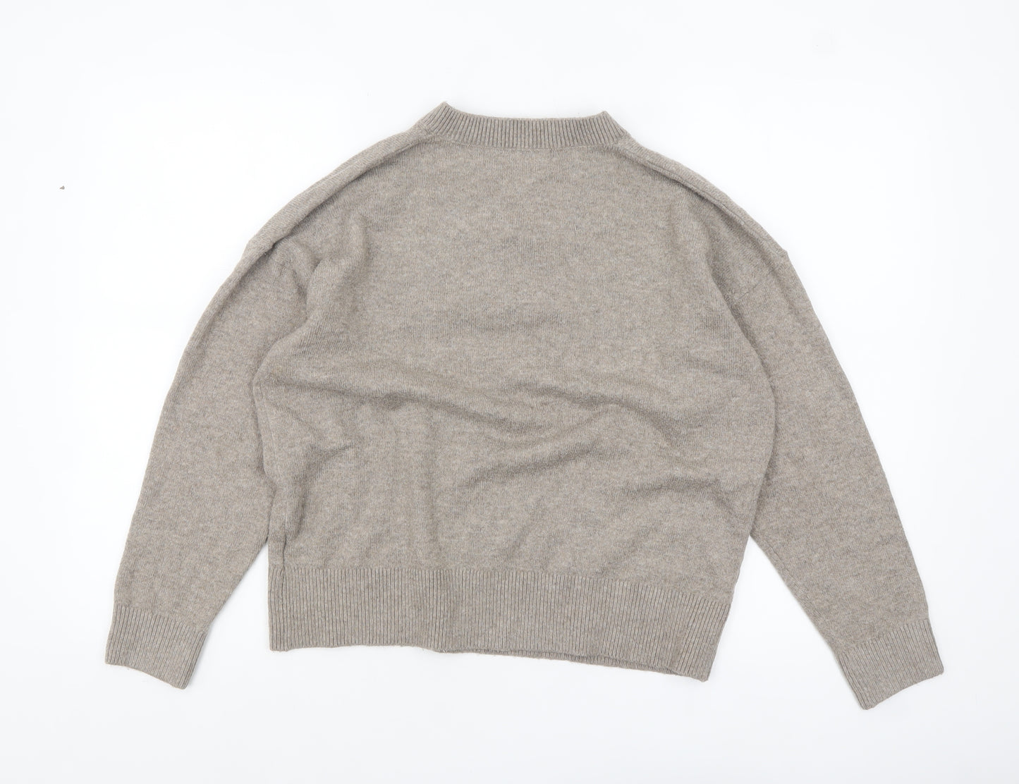 Marks and Spencer Womens Beige V-Neck Wool Blend Jumper M