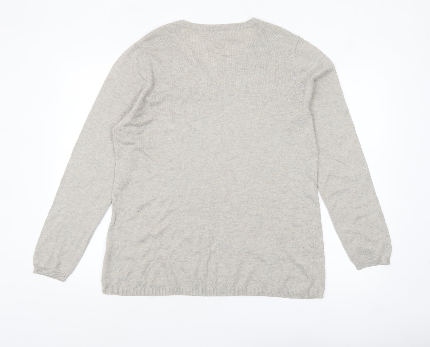 Canda Women's Beige Sequin Cat Pullover Jumper Size M