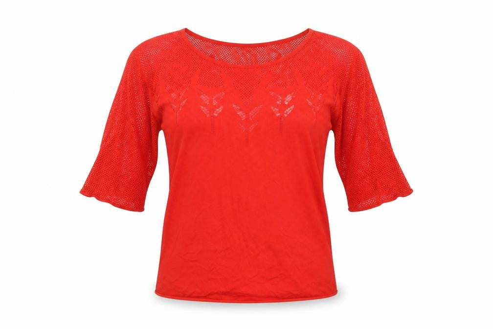 Front view of Great Plains Women Red Knit Cotton jumper M