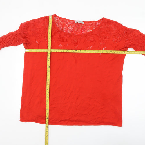Great Plains Women Red Knit Cotton Pullover Jumper M