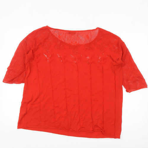Great Plains Women Red Knit Cotton Pullover Jumper M
