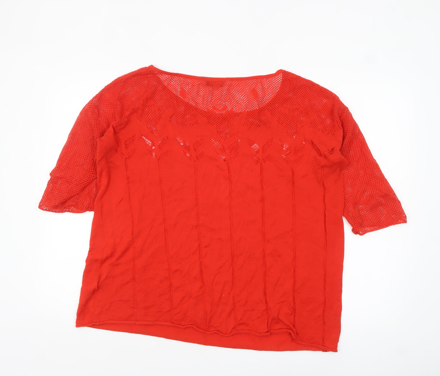 Great Plains Women Red Knit Cotton Pullover Jumper M