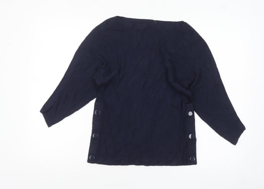 Marks and Spencer Women Navy Small Button Detail Pullover Jumper