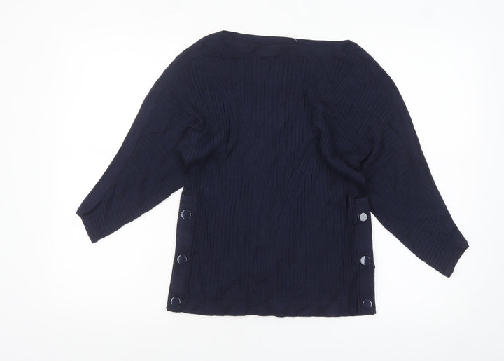 Marks and Spencer Women Navy Small Button Detail Pullover Jumper