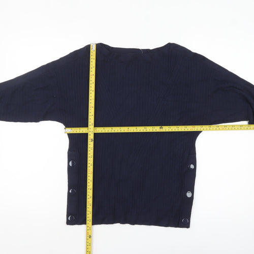 Marks and Spencer Women Navy Small Button Detail Pullover Jumper