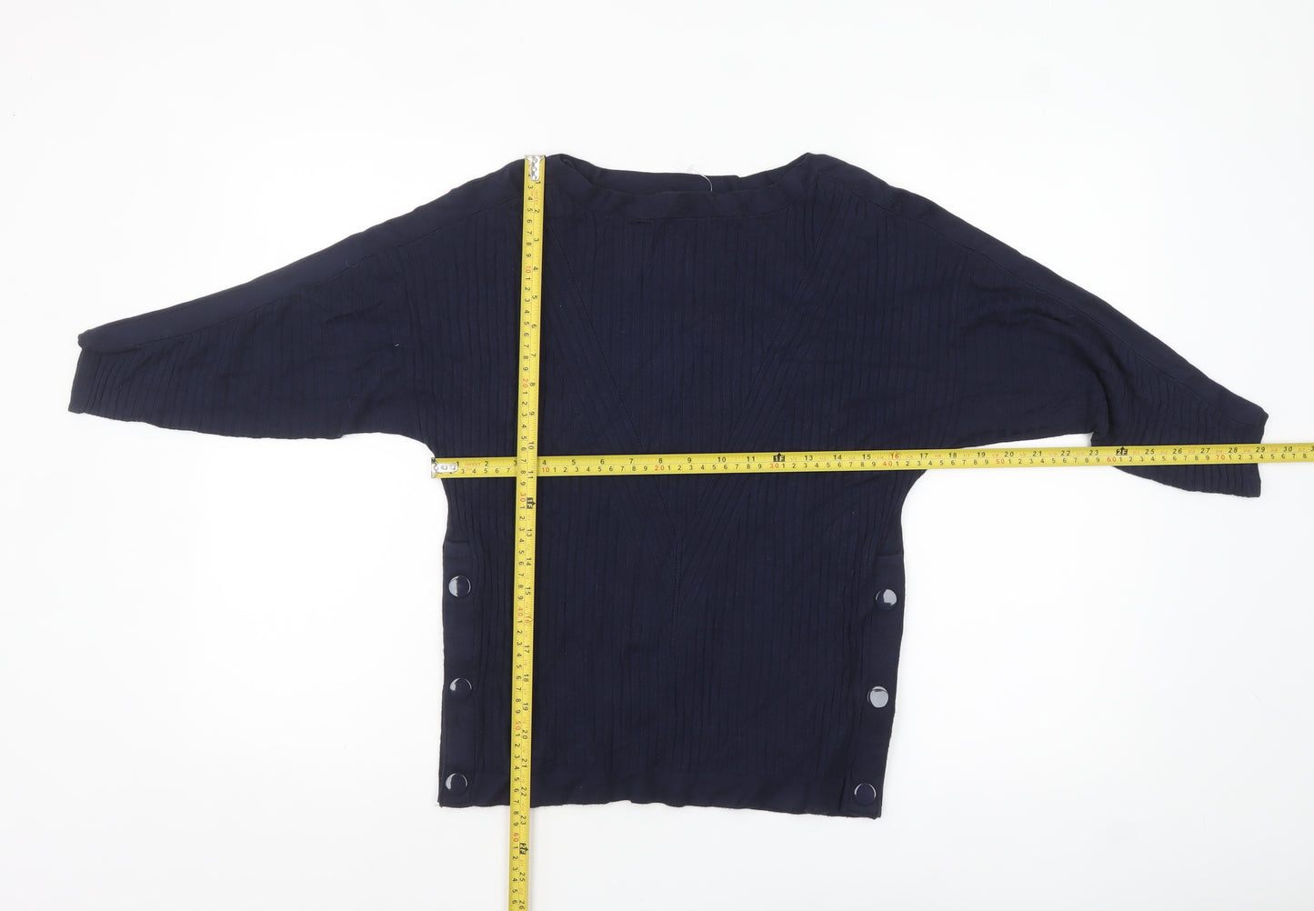 Marks and Spencer Women Navy Small Button Detail Pullover Jumper