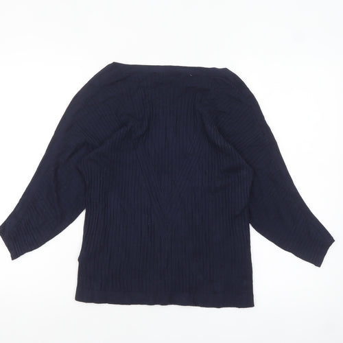 Marks and Spencer Women Navy Small Button Detail Pullover Jumper