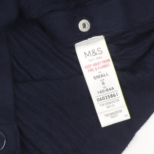 Marks and Spencer Women Navy Small Button Detail Pullover Jumper