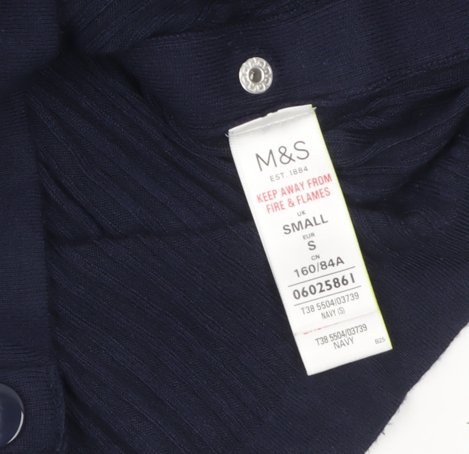 Marks and Spencer Women Navy Small Button Detail Pullover Jumper