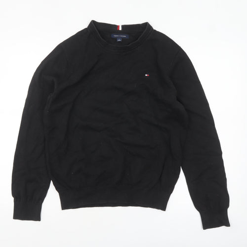 Tommy Hilfiger Men's Black Cotton Crew Neck Pullover Jumper M