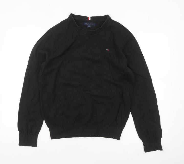 Tommy Hilfiger Men's Black Cotton Crew Neck Pullover Jumper M