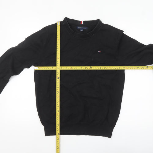 Tommy Hilfiger Men's Black Cotton Crew Neck Pullover Jumper M