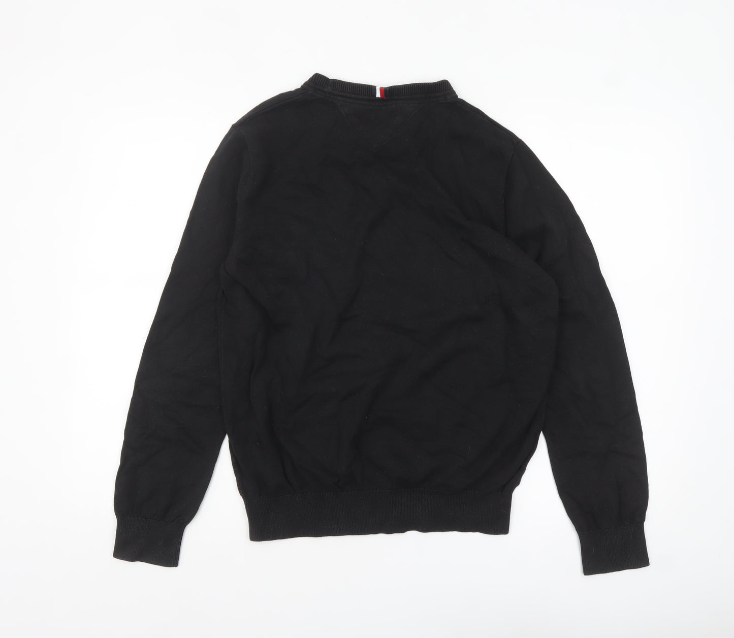 Tommy Hilfiger Men's Black Cotton Crew Neck Pullover Jumper M