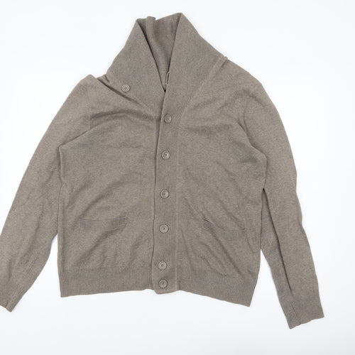 Gap Men's Beige Cotton Shawl Collar Cardigan L Classic Fit