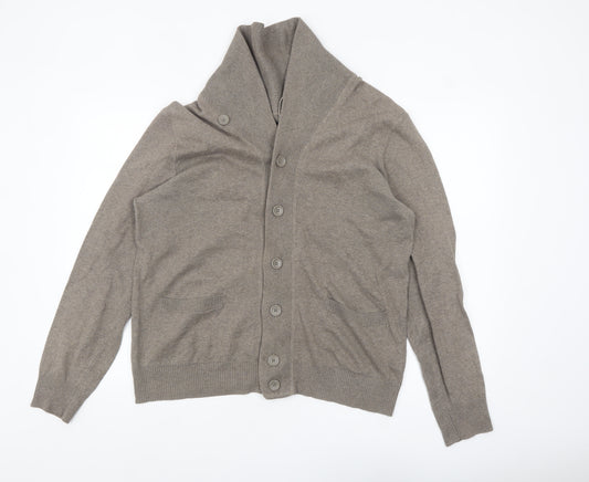 Gap Men's Beige Cotton Shawl Collar Cardigan L Classic Fit