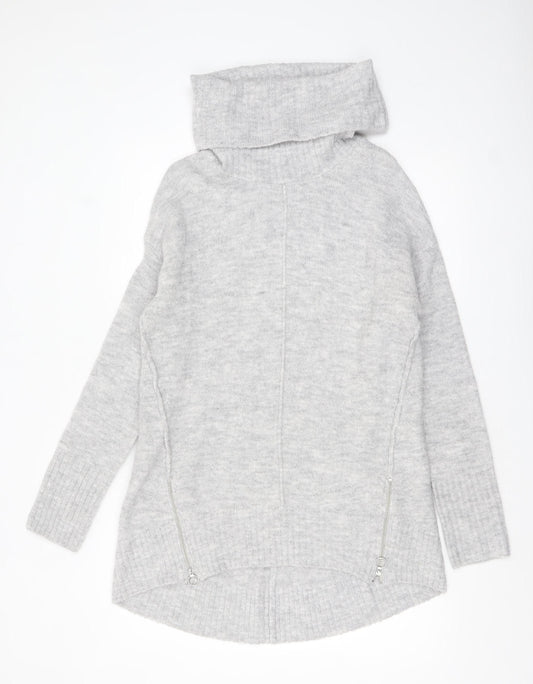 F&F Womens Grey Cowl Neck Chunky Knit Pullover Jumper Size 14