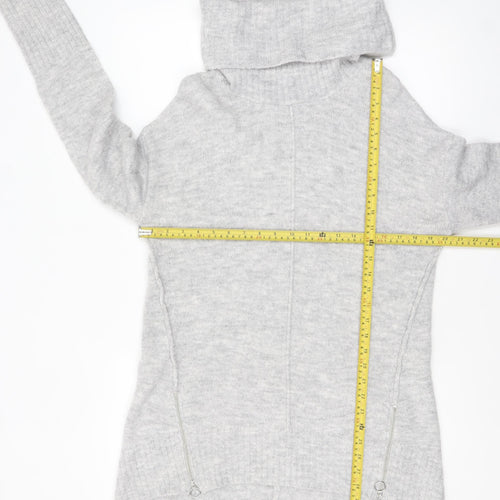 F&F Womens Grey Cowl Neck Chunky Knit Pullover Jumper Size 14