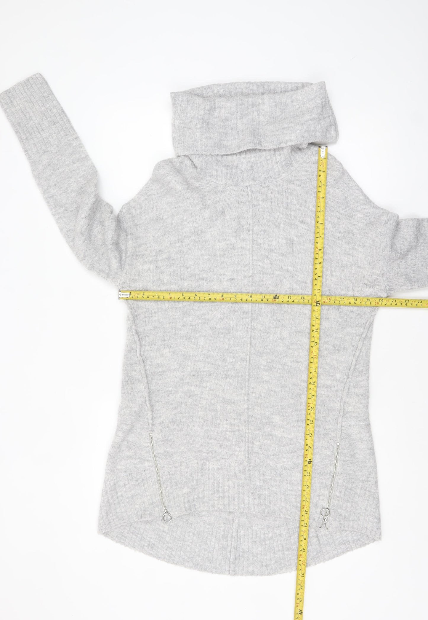 F&F Womens Grey Cowl Neck Chunky Knit Pullover Jumper Size 14