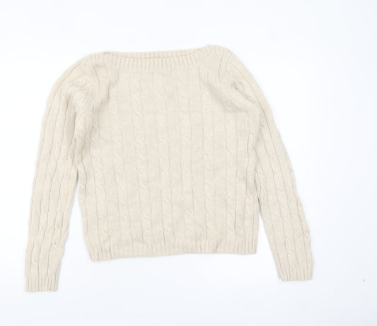 Marks and Spencer Women’s Beige 100% Cashmere Cable-Knit Jumper Size 16