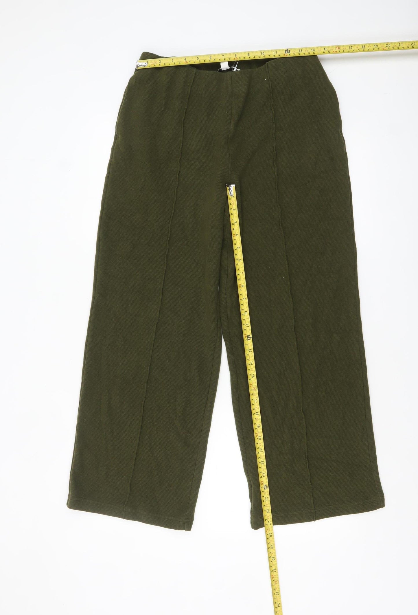 Marks and Spencer Womens Green Size 12 Regular Knit Straight Trousers
