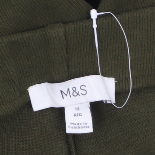 Marks and Spencer Womens Green Size 12 Regular Knit Straight Trousers