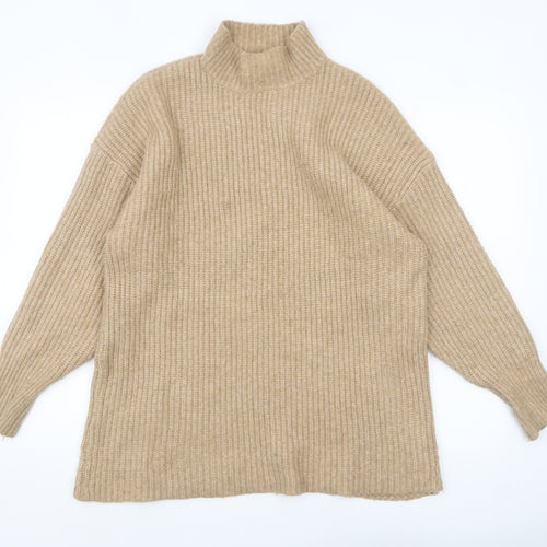 Monki Women’s Beige Mock Neck Chunky Knit Jumper XS