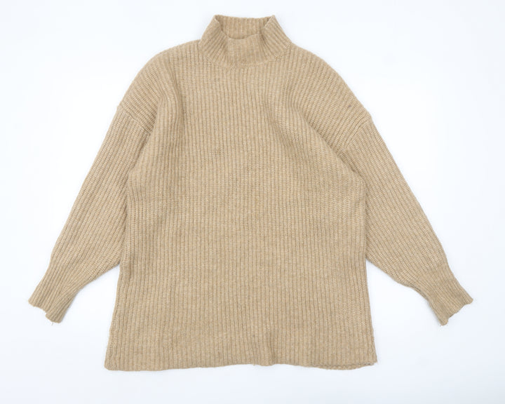 Monki Women’s Beige Mock Neck Chunky Knit Jumper XS