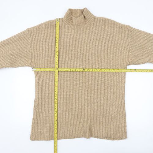 Monki Women’s Beige Mock Neck Chunky Knit Jumper XS
