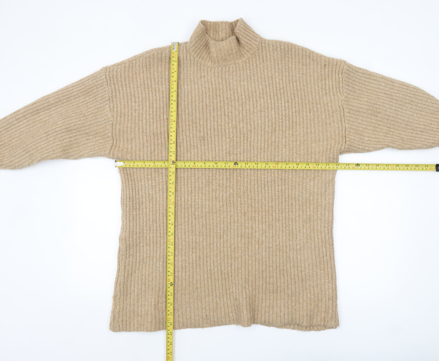 Monki Women’s Beige Mock Neck Chunky Knit Jumper XS