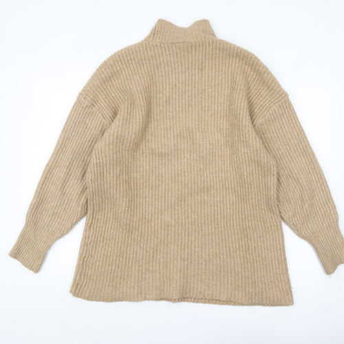 Monki Women’s Beige Mock Neck Chunky Knit Jumper XS