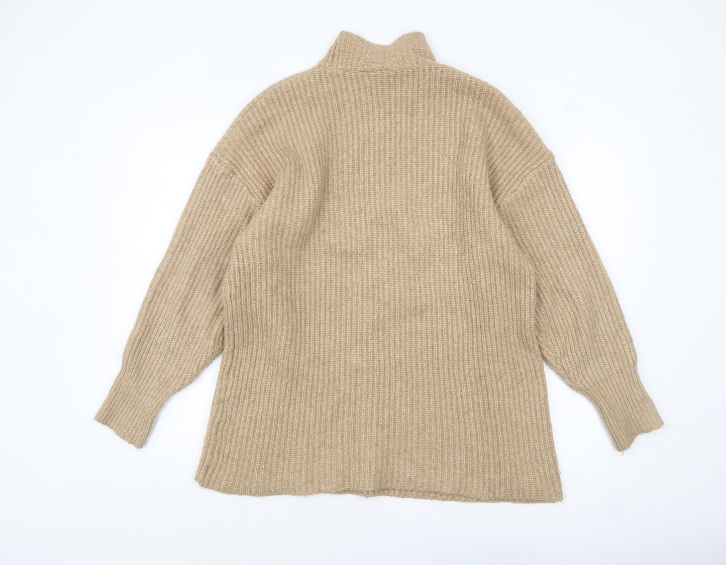 Monki Women’s Beige Mock Neck Chunky Knit Jumper XS