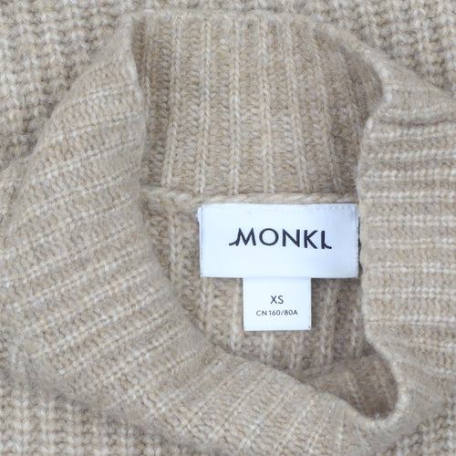 Monki Women’s Beige Mock Neck Chunky Knit Jumper XS