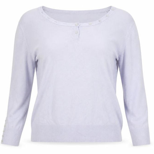 Micha Women Purple L Henley Knit Jumper Scoop Neck Acrylic Viscose