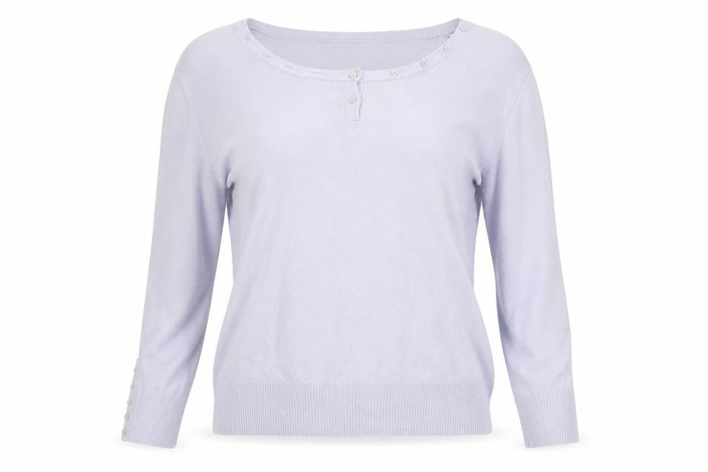 Micha Women Purple L Henley Knit Jumper Scoop Neck Acrylic Viscose