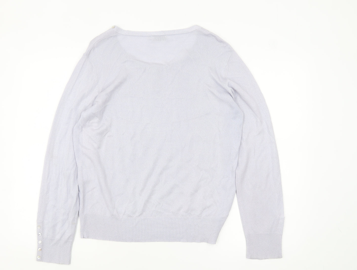 Micha Women Purple L Henley Knit Jumper Scoop Neck Acrylic Viscose