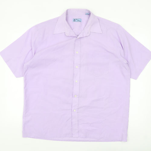 Classic Shirtings Men's Purple Short Sleeve Regular Fit Dress Shirt L